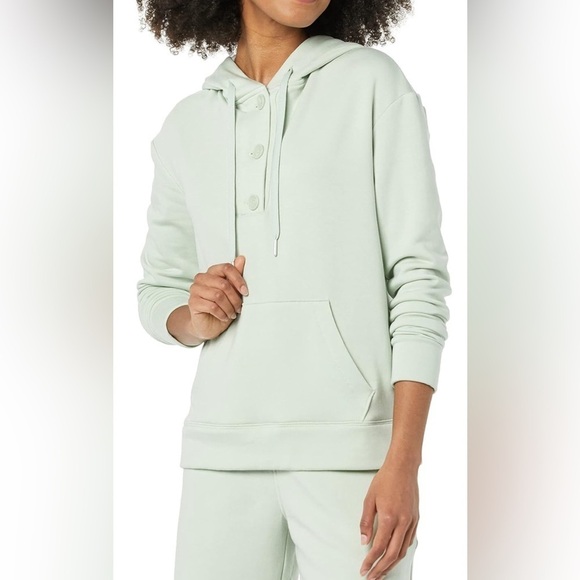 Amazon Essentials Tops - 0316 - AMAZON ESSENTIALS Women’s M Fleece Long Sleeved Henley Hoodie